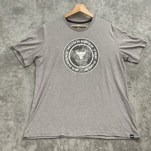 Under Armour Shirt Men Large Gray Project Rock Globe World Logo Loose Fit Tee